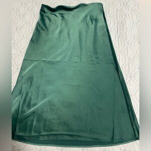 Rachel Zoe Asymmetrical Satin Skirt in Green